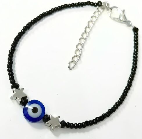Evil Eye Bracelets for Women Men Handmade Black Bead Good Luck Success and Prosperity Bracelet Chain Cord Friendship Bracelet Adjustable Minimalist Jewelry (Evil Eye) in Saudi Arabia