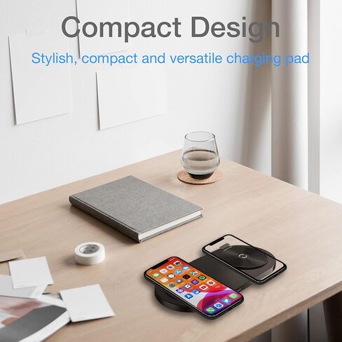 قاعدة شحن لاسلكية مزدوجة 15 وات، متوافقة مع أجهزة iPhone 15 Plus/Pro/Pro Max، iPhone 14 Pro/Pro Max، iPhone 13 Pro/Pro Max/Mini، 12، AirPods، Galaxy S23، S22، S21، S20، S10 Note 10 ، 9 in Saudi Arabia