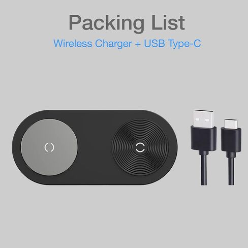 قاعدة شحن لاسلكية مزدوجة 15 وات، متوافقة مع أجهزة iPhone 15 Plus/Pro/Pro Max، iPhone 14 Pro/Pro Max، iPhone 13 Pro/Pro Max/Mini، 12، AirPods، Galaxy S23، S22، S21، S20، S10 Note 10 ، 9 in Saudi Arabia