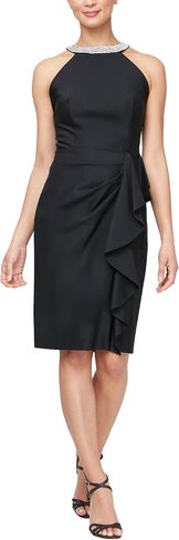 Alex Evenings Women's Short Sheath Slimming Stretch Halter Neck Dress, Perfect for Formal Events, Wedding Guest in Saudi Arabia