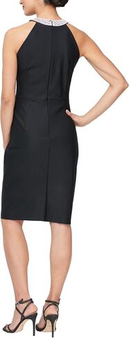 Alex Evenings Women's Short Sheath Slimming Stretch Halter Neck Dress, Perfect for Formal Events, Wedding Guest in Saudi Arabia