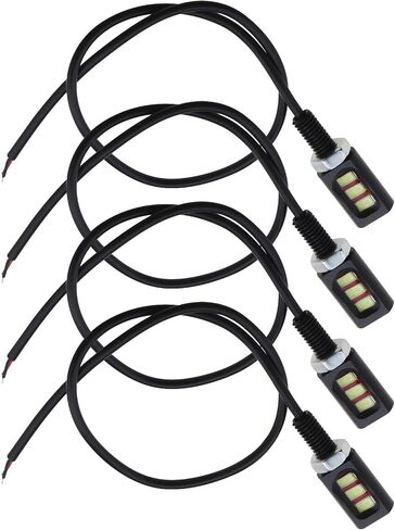 eMagTech 4 قطع دراجة نارية رقم لوحة ضوء 12 فولت 3 LED سيارة عالمية لوحة ترخيص دراجة نارية مصباح برغي بولت ضوء دراجة نارية ملحق دراجة نارية جزء (الضوء الأبيض) in Saudi Arabia