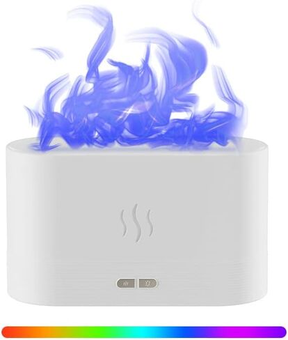 7 Color Changing RGB, Realistic Flame Effect, Essential Oil Ultrasonic Aromatherapy Diffuser Air Humidifier, Lamp Mist Maker Unique Gift for Household, Office (White-RGB) in Saudi Arabia