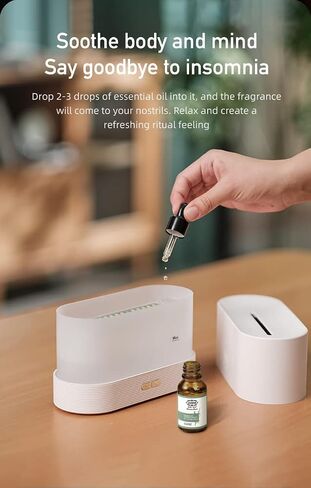 7 Color Changing RGB, Realistic Flame Effect, Essential Oil Ultrasonic Aromatherapy Diffuser Air Humidifier, Lamp Mist Maker Unique Gift for Household, Office (White-RGB) in Saudi Arabia
