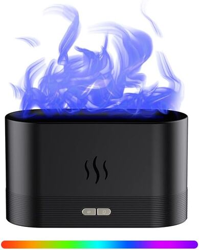 7 Color Changing RGB, Realistic Flame Effect, Essential Oil Ultrasonic Aromatherapy Diffuser Air Humidifier, Lamp Mist Maker Unique Gift for Household, Office (White-RGB) in Saudi Arabia
