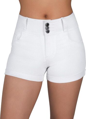 roswear Women's High Waisted Stretchy Jean Shorts Curvy Butt Lifting Rolled Hem Denim Shorts in Saudi Arabia