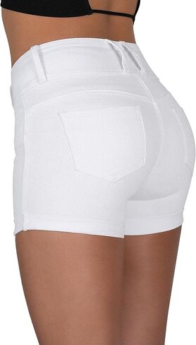 roswear Women's High Waisted Stretchy Jean Shorts Curvy Butt Lifting Rolled Hem Denim Shorts in Saudi Arabia