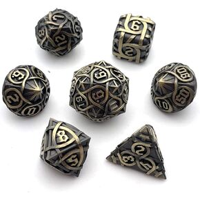 Desktop RPG Metal Polyhedron dice Group DND dice Group of Dungeons and Dragons（ Ancient Nickel Scarlet）