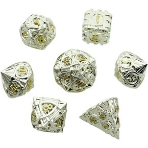 Desktop RPG Metal Polyhedron dice Group DND dice Group of Dungeons and Dragons（ Ancient Nickel Scarlet）