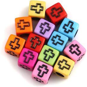 Cross Small Square Cube Spacer Beads, 500 Pack, 6mm (1/4 Inch) with 3.2mm Hole, Acrylic (Colorful)