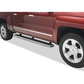 APS Running Boards (Nerf Bars Steps) Compatible with Chevy Silverado GMC Sierra 1500 2001-2013 Crew Cab & 2500 3500 2001-2014 (Exclude CK Classic) (304 Stainless Steel Polished Silver 5 inches)