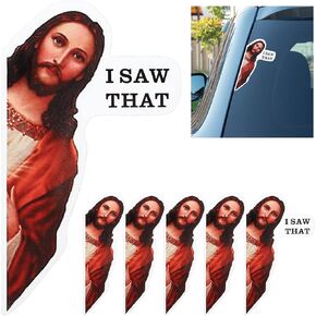 6 Pieces Jesus I Saw That Sticker Vinyl Stickers for Car Vehicle Truck Window Laptop Skateboard Water Bottle Guitar, 6 Inch (Regular Color,)
