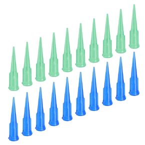 MECCANIXITY Dispenser Needle Tip Green 18ga x 1.26" Blue 22G x 1.26" Plastic Industrial Blunt Tip Tapered Dispensing Fill Needle for Oil Glue, Pack of 40