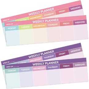 200 Sheets Weekly Planner Notepad Tear off 2.8 x 9.5 Inch Weekly Calendar Pad to Do List Notepad Adhesive Horizontal Schedule Sticky Pad for Planner Reminder Office School(Colorful)