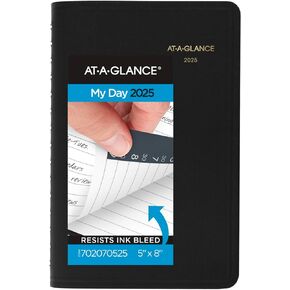 AT-A-GLANCE 2025 Appointment Book Planner, Daily, 5" x 8", Small, Black (702070525)