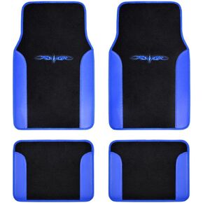 BDK Fresh Carpet Floor Mats, Color Tribal Tattoo Design Vinyl Trim for Car Sedan Truck SUV, Front & Rear Set of 4 Universal Fit
