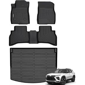 Car Floor Mats & Cargo Trunk Liners Compatible for Chevy Trailblazer AWD 2021 2022 2023 2024 All-Weather Rubber TPE Car Mat Full Set Protection Black