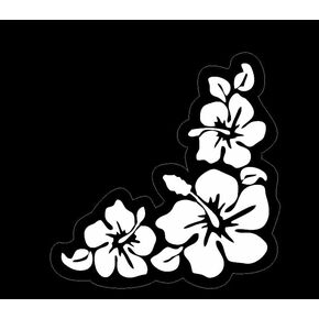 Hibiscus Car Sticker, Flowers Design Car Decals, White Flower Vinyl Sticker Hawaiian Flower Tropical (Only Flowers)
