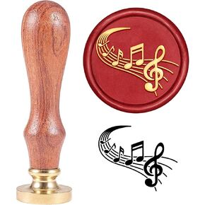 SUPERDANT Music Letters Wax Seal Stamp 1.18in Music Staff with Notes Sealing Stamp for Music Enthusiast Gifts Wooden Handle Removable Vintage Brass Head Stamp Envelopes Stamp Without Wax