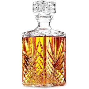 Bormioli Rocco Selecta Collection Whiskey Decanter – Sophisticated 33.75oz Diamond Decanter With Starburst Detailing – For Whiskey, Bourbon, Scotch & Liquor