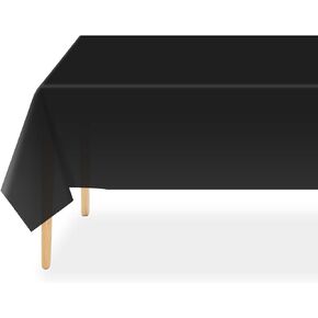 QIKSION 2 Pack Black Plastic Tablecloth Disposable Table Covers Black Table Cloths for Parties BBQ Picnic Birthday Baby Shower Wedding, Fits 6 to 8 Foot Rectangle Tables (54 × 108 Inch)