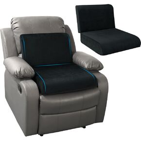 HOMBYS Recliner Seat Cushion with Lumbar Supportive Pillow Extra Large Non-Slip Seat Cushion with Back Support Cushions,Cruve Edge Design for Relief Thighs Pressure, Black