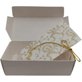 Oasis Supply, 1-Piece White Candy Boxes - Kit includes Box, Pad & Gold Stretch Loop Ribbons - 12 Count (Holds 1/2 LB Candy)