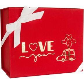 Pink Gift Box, 11x8x4 Inches Large Gift Boxes with Magnetic Closure Lid, Card/Ribbon for Birthday Party, Holiday, Mother's Day, Bridesmaid Proposal, Bridal Gifts, Weddings