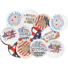 Freshie American Cardstock Cutouts Rounds 2.5" in Random Mix | 12 pk | For Scented Aroma Beads Bake with Mold for Car Freshie Designs, Red, White, and Blue, 4th of July, Independence Holiday Americana