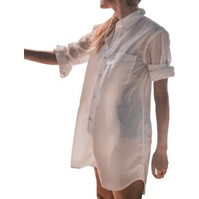 بلوزات قميص شاطئ بأكمام طويلة للسيدات من Chunoy بأزرار سفلية لبدلة السباحة in Kuwait