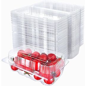 50 Pcs Plastic 7 x 5 Inch ClamShell Takeout Trays Dessert Containers Plastic Hinged Food Container Disposable Plastic Clamshell Food Containers for Cakes,Cookies,Salad,Bakery Supplies