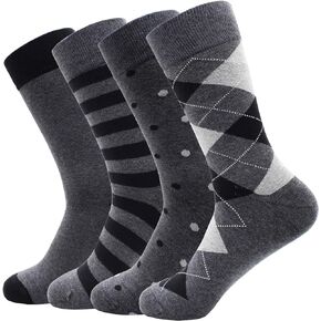 Mens Grey Dress Socks Size 10-13, Cotton Crew Calf Socks