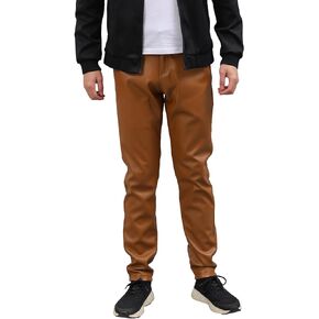 Men's Classic Business Casual Regular-Fit Faux Leather Pants