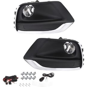 1 Pair of Clear Lens Fog Lights Assembly with Bulbs Wiring Switch Kit Replacement for 2017-2020 Trax