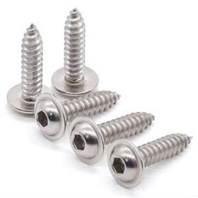Glvaner (50 pcs) M5 x 25mm Flanged Button Head Socket Cap Self Tapping Screws 304 Stainless Steel 18-8 Wood Screws