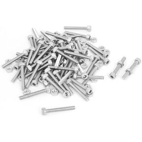 uxcell M3x22mm Hex Socket Head Knurled Cap Screws Bolts Nuts Set 50Pcs