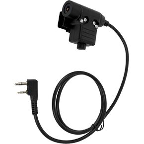 7.0 NATO US 2 Pin K1 U94 PTT Invisio Tactical Headphone Adapter Compatible for Baofeng Kenwood Peltor(Black,Military Wired)