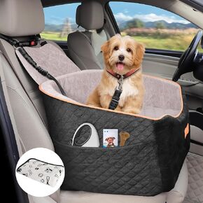 COCASES Dog Car Seats for Small Medium Dogs, Height-Adjustable Dog Booster Car Seat, Car Dog Bed with Seat Belt and Waterproof Blanket for Puppy Pet Under 35lbs Car Trip