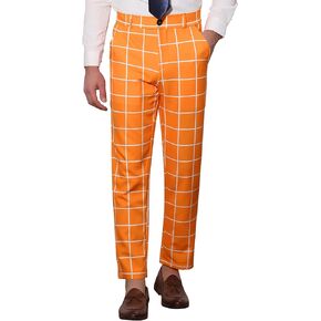 Lars Amadeus Men's Business Plaid Pants Casual Slim Fit Checked Dress Trousers