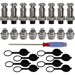 FULARR 8Pcs Premium GX12-6 Pin Aviation Connector Plug Adapter, 5A 12MM Thread Male Female Metal Panel Aviation Wire Connector Kit, with Rubber Protector Cap and Phillips Screwdriver
