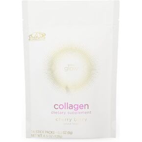 AdvoCare Glow Collagen Powder Dietary Supplement - with Vitamin E, C & D - Cherry Berry Flavor - Powdered Drink Mix Packets - Water Mix Packets - Drink Powder Packets - 14 Stick Packs