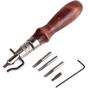 1 Set Leather Grooving Tool 7 in 1 Leather Skiving Grooving Tools Leather Craft Stitching Groover Skiving Edger Beveler Adjustable Stitching Groover Creasing Edge Beveler Leather Working Tools Kit