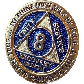 8 Month AA Medallion Elegant Blue Gold Plated Chip