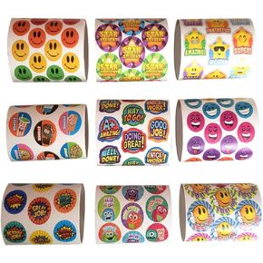 ArtCreativity Teacher Reward Stickers for Kids - 9 Rolls with Over 600 Stickers - Bulk Positive Reinforcement Student Rewards - Classroom Prize - Elementary, Kindergarten, Preschool School Supplies