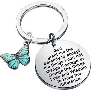 FUSTMW Recovery Sobriety Gifts AA Serenity Prayer Keychain AA NA Recovery Gifts for Addiction Sober Gifts