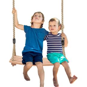YAERSI Hanging Wooden Swing, Wood Tree Swing Seat for Adults/Kids,Curved Swing Seat with 440lbs Load,Adjustable Hemp Rope Plus Tree Swing Set for Indoor and Outdoor