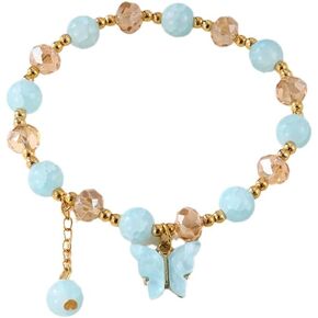 Colorful Daisy Butterfly Crystal Amethyst Flower Charm Bracelets Handmade Crystal Beaded Daisy Bracelets for Women Girls Jewelry