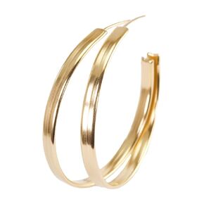 Wide Hoop Earrings in Solid Sterling Silver and 14K Gold Filled by Lotus Stone Jewelry (Gold, Medium)