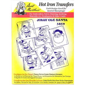 Jolly Ole Santa Aunt Martha's Hot Iron Embroidery Transfer
