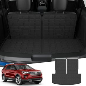 Xipoo Cargo Liner متوافق مع 2020-2023 Ford Explorer بساط صندوق السيارة الخلفي مع حصيرة مسند الظهر وغطاء المقعد الخلفي لملحقات Ford Explorer 2020-2023 (حصيرة صندوق السيارة الخلفي مع بساط مسند الظهر) in Kuwait